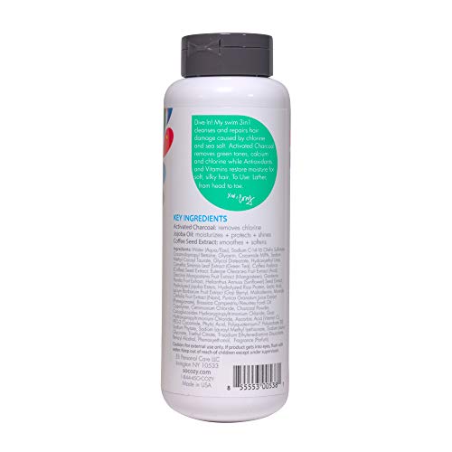 Socozy Kids Swim 3-In-1 Shampoo, Conditioner & Body Wash - 3-In-1 Combo Pool Shampoo & Conditioner For Swimmers - Salt & Chlorine Removing Activated Charcoal #TOP1
