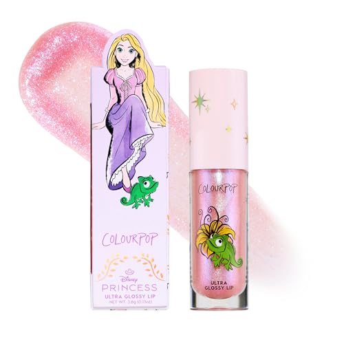 ColourPop x Disney Princess Ultra Glossy Lip Gloss - High-Shine Non-Sticky & Hydrating Lip Gloss - Infused with Hyaluronic Acid Kakadu Plum & Cherry - Pinky Lilac Courageous Rapunzel (0.24 Fl oz)