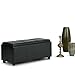 SIMPLIHOME Avalon 42 inch Wide Contemporary Rectangle Storage Ottoman in Midnight Black Vegan Faux Leather, Assembled, For the Living Room, Entryway and Family Room