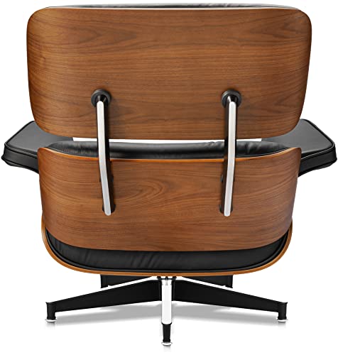 image for 1inchome Top Black Grain Leather, Mid Century Chaise Lounge Chair and 