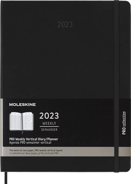 Moleskine Weekly Professional Planner 2023, 12-Month Weekly Diary with Vertical Layout, Planner with Hourly Breakdown, Hard Cover, XL Size 19 x 25 cm, Colour Black