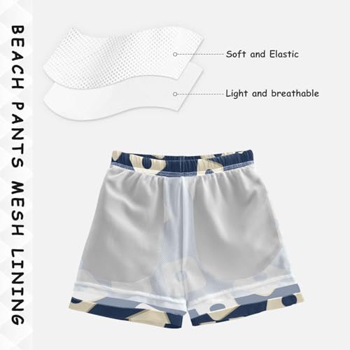 Boys Beach Board Shorts Dominoes Game Blue Swim Trunk Teen Swimwear 8-16Y4