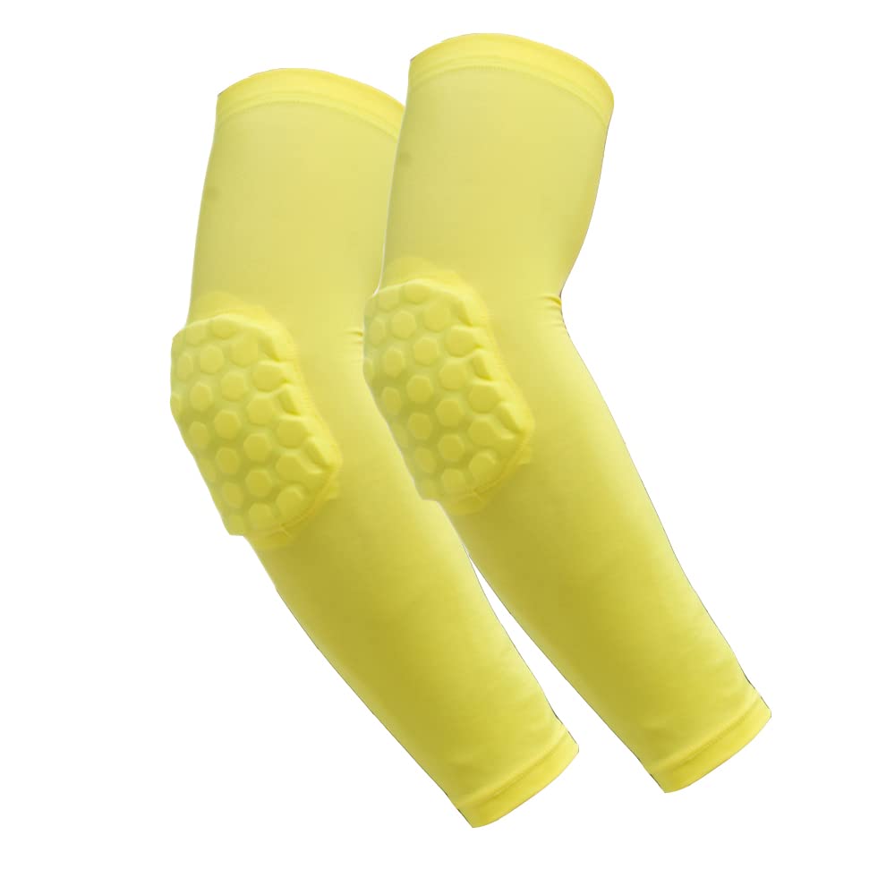 LTLCLZ 1Pair Arm Sleeve Armband Elbow Support Basketball Arm Sleeve Breathable Football Safety Sport Elbow Pad Brace Protector,Yellow,M