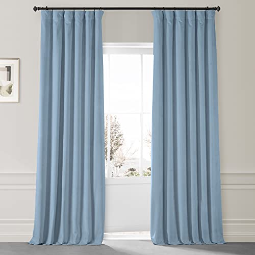 Image of HPD Half Price Drapes Signature Plush Velvet Blackout Curtains for Bedroom (1 Panel), 50W X 96L Hotel Black Out Curtains for Living Room, Thermal Insulated Blackout Curtains for Windows, Starry Blue