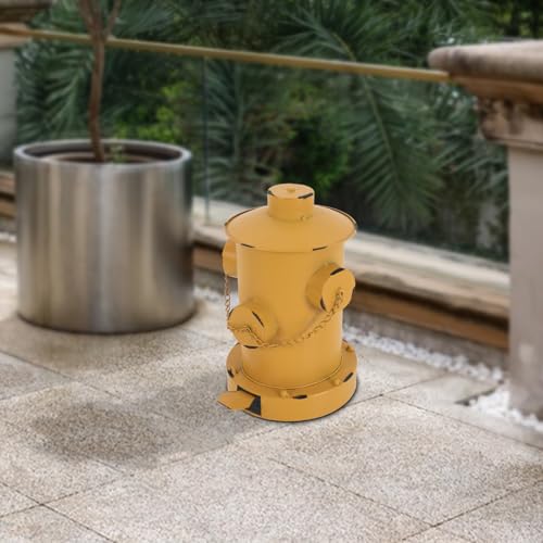 Image of LOYALHEARTDY Fire Hydrant Trash Can, Retro Creative Garbage Can with Removable Inner Bucket, Wrought Iron Pedal Trash Can, Indoor Outdoor Waste Bins for Park Garden Kitchen Garbage, Yellow