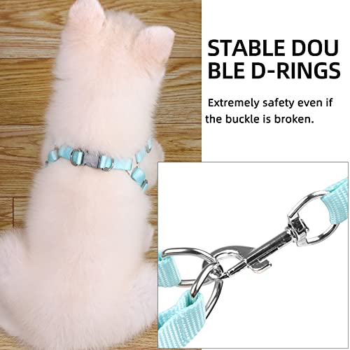 rennaio Hundegeschirr Kein Ziehen, Verstellbares Welpengeschirr mit 2 Leinenclips, Reflektierendes Hundegeschirr und Leine Set für kleine und mittelgroße Hunde (Cyan, M)