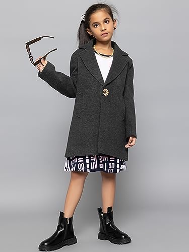 Image of CHKOKKO Girl's Wool Blend Stylish Standard Length Winter Wear Button Coat For Kids