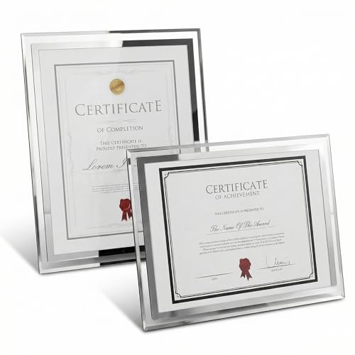 QWORK® 2PCS Cadres Photo Cadre Diplome - Format A4 - Verre Transparent - pour Pésentoir de Table ou Mural (21x29.7cm)