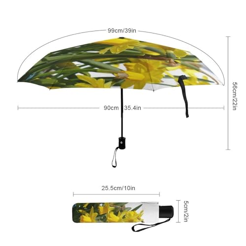 Parapluie pliable jonquilles automatique pour briser le vent - 2