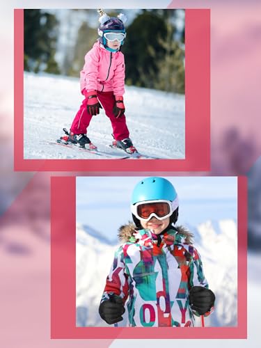 Image of SATINIOR 2 Pairs Kids Waterproof Winter Snow Gloves Ski Gloves for Boy Girl Outdoor Warm Thickening Snowboard