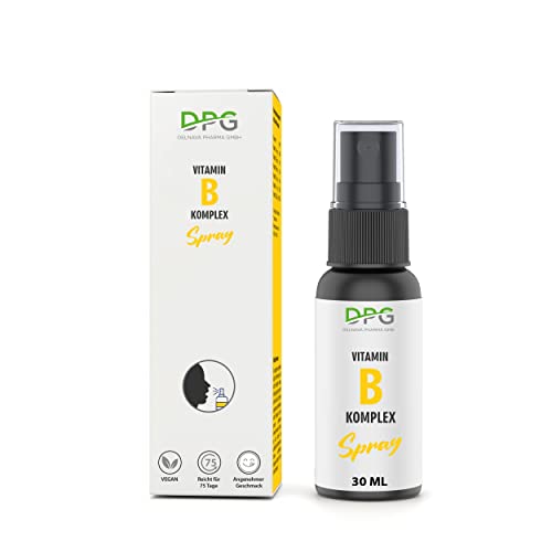 DPG Premium Vitamin B Komplex Spray 25mg für schnelle Bioverfügbarkeit 30ml - Laborgeprüftes Vitamin B Komplex vegan und hochdosiert - mit Menthol & Zitronen Geschmack Cover