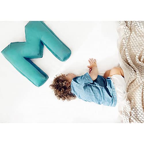 Image of MOMAID Velvet Letter Shaped Pillow Soft Initial Throw Cushion Decorative Alphabet Room Decor Decorative(Green, Letter M)