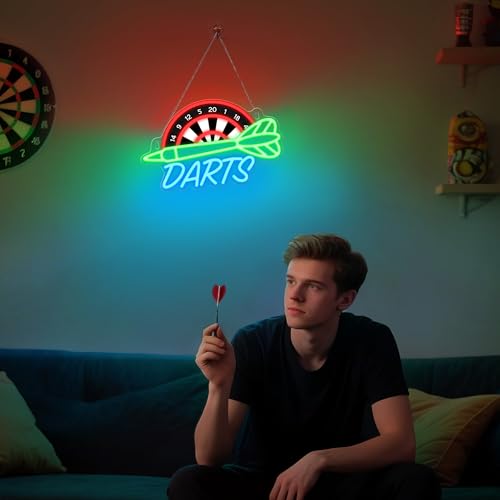 Darts Neon Light, Dimmable LED Dart Neon Wall Sign USB Powered, Decorations for Bedroom Living Room Game Room Man Cave Bars Clubs, Birthday Gift for Darts Enthusiasts - Image 6