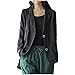 Donne Cotone Lino Casual Blazer Giacche Estate Stile Vintage Tinta unita, Nero , L