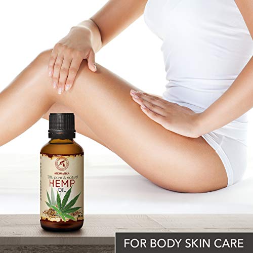 AROMATIKA Pure Hemp Oil 1.7 Fl Oz - Hemp Seed Oil - 100% Natural & Cold Pressed Carrier Oil used for Skin Care - Haircare - Massage - Cosmetics - Brown Glass Bottle 50ml - Oils Hemp - Image 5