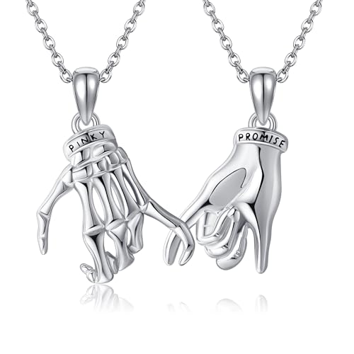 ONEFINITY Matching Necklaces S925 Sterling Silver Pinky Promise Matching Couple Necklace Best Friend Necklaces Jewelry Gift for Women Men