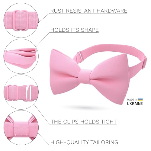 Image of Bow Tie House Mens Bowties Pre-tied Shape Clip on Bowtie Solid Men Formal Wear for kids, baby boys, toddler any age bow ties