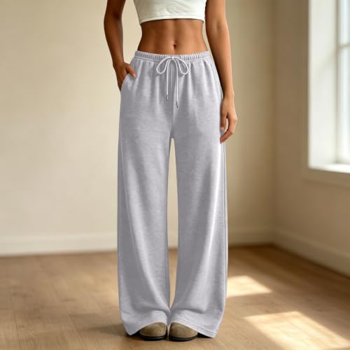 Wide Leg Sweatpants For Women Y2K Low Rise Baggy Sweat Track Pants - image 4