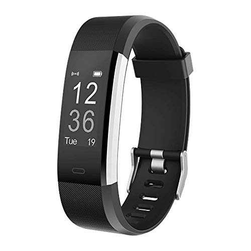 Delvfire Pulse HR Fitness Tracker Activity Watch and Heart Rate Monitor, Waterproof Touch Screen Smart Bracelet for Women, Men, Kids with Sleep Monitor, Pedometer Step Calorie Counter iPhone (Black)