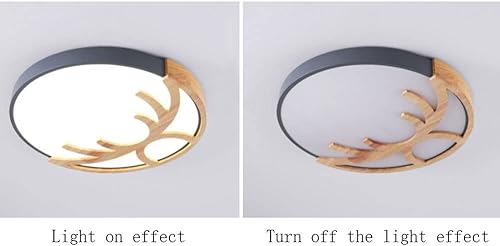 Miniatura 6 de GERAGUR Lámpara de techo redonda moderna y plana de montaje empotrado circular de 6500 K, lámpara de techo LED de madera, panel de decoración de