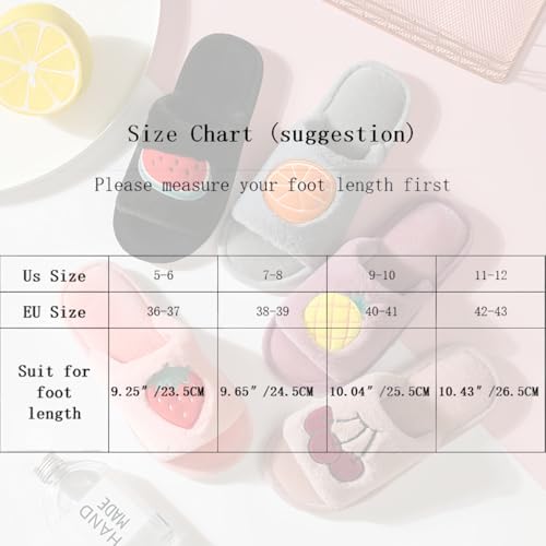 Fruity Plush Slippers for Women Teens Soft Memory Foam Indoor Slide Shoes Strawberry Cherry Orange Watermelon Styles2