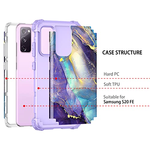 Rancase For Galaxy S20 Fe 5G Case,Three Layer Heavy Duty Shockproof Protection Hard Plastic Bumper +Soft Silicone Rubber Protective Case For Samsung Galaxy S20 Fe 5G,Purple #TOP2