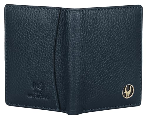 Image of WildHorn RFID Protected Genuine Leather Wallet for Men I 4 Card Slots I 2 Slip Pockets I 1 Currency Compartment (Blue)