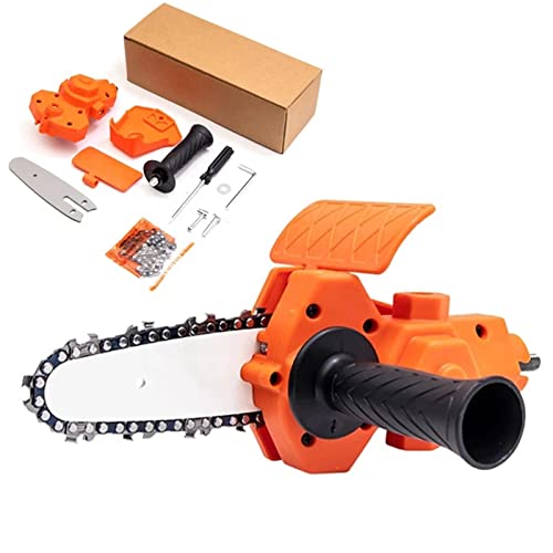 Hopwin Electric Drill to Saw Adapter, Portable Chain Saw Sharpening Tool Set for Pruning Trees Wood Cutting Accessories (Orange)