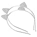 Hotop 2 Pack Crystal Rhinestone Metal Cat Ear Headband Hair Bands Headwear for Women Girls Hair Accessories