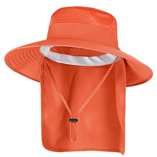Image of Sun Hats for Men Women Fishing Hat UPF 50+ Breathable Wide Brim Bucket Hats Summer UV Protection Safari Hat with Neck Flap