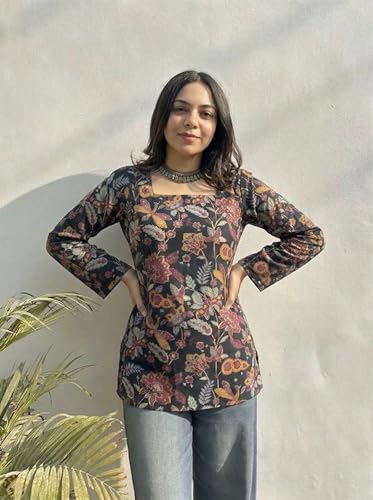 Image of ANNI Designer Cotton Short Kurti for Women | Stylish Kurti | Short Kurti Top | Casual Kurta for Women | Comfortable Cotton Kurtis for Womens