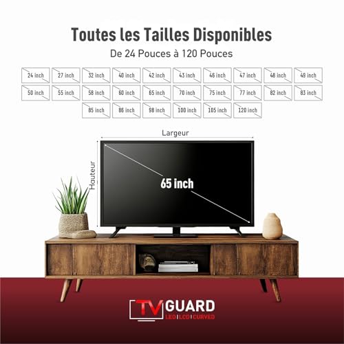 TV GUARD | 65 Pouces | Protection d'Écran TV, Lumière Bleue, Résistant aux Rayures, Ultra-Clair, Compatible avec TV LED, LCD, OLED, QLED, Installation Facile, Usage Domestique et Commercial – vue 6