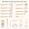 Astercook Kitchen Utensils set, 39 PCS Silicone Cooking Utensils Set with Wooden Handle, 446°F Heat Resistant Food Grade Utensil Sets, BPA Free Kitchen Gadgets Tools Set for Nonstick Cookware (Cream) #1