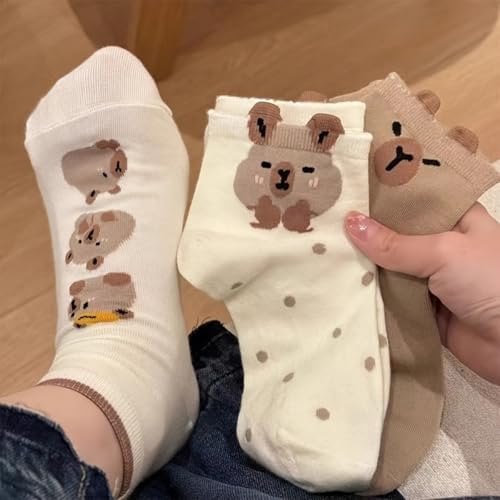 6 Pairs Fuzzy Capybara Socks for Women Cozy Socks Fluffy Socks Slipper Socks Crew Socks Kawaii Socks3