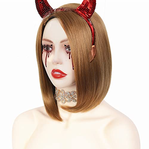 Perruque femme naturelle courte blonde perruque naturelle lisse bob perruque synthétique 12inch(30cm) Cover