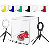 PULUZ 30cmソフトボックス 折りたたみ式撮影ボックス 簡易撮影ブース リングライト付き 携帯型フォトスタジオ 80個LEDビーズ 写真撮る箱 6色背景布付き 赤/緑/黄/青/白/黒 三脚付属 コンパクトで持ち運びが便利 ジュエリー・化粧品・小物撮影に最適 (30cm)