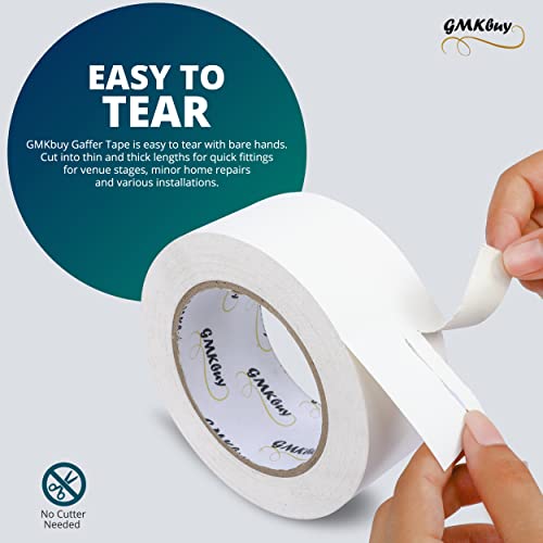 Image of 2 in x 30 Yd White Gaffers Tape - Heavy Duty, Non-Reflective, Easy to Tear, Waterproof Matte Gaffer Stage Tape - Gaff Cloth Tape for Photography, Filming Backdrop & Production