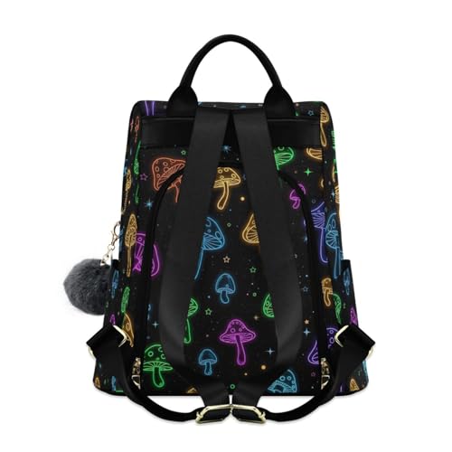 Sac à dos femme imprimé champignon et fleurs avec pompon - 2