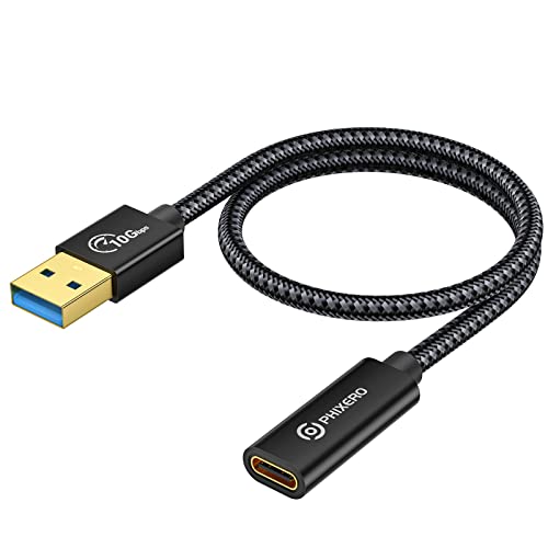 PHIXERO 10 Gbit/s USB C auf USB Adapter 3.1 Gen 2 (0.3M), Hochgeschwindigkeits-Datenkabel, USB C Stecker auf USB Buchse für Laptop, PC, Flash Disk, Quest Link