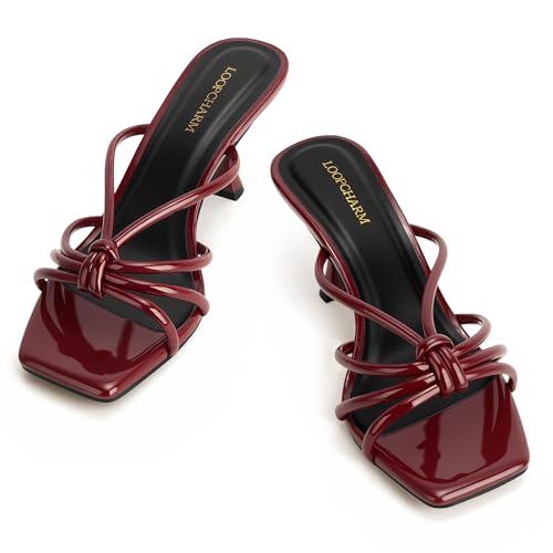 Image of Women's Strappy Square Open Toe Kitten Heels Sandals Knotted Design Summer Fashion Slip On Mule Style