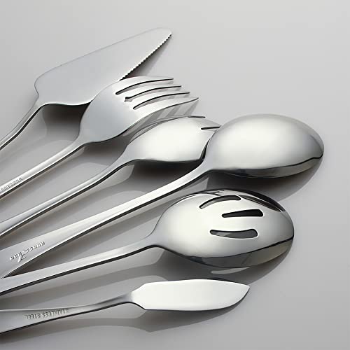 AOOSY 6 Pieces Cutlery Serving Set,Stainless Steel Flatware Serving Spoons Silver Kitchen Cooking Tools Cake Butter Knife Spoon Fork Pack for Home Buffet Party Mirror Finished - Image 3