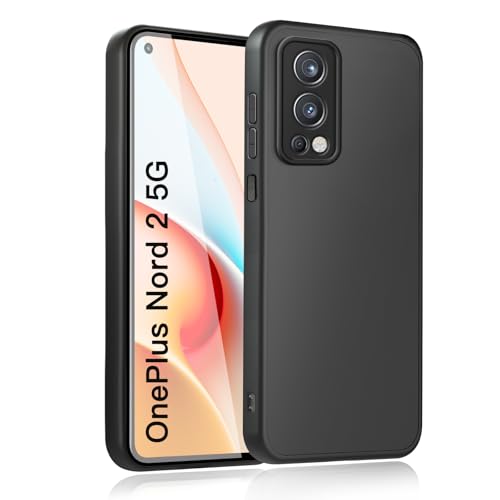 Handyhülle für OnePlus Nord 2 5G Hülle Upgraded Kameraschutz Stoßfest Kratzfest Anti-Fingerabdruck Anti-Rutsch Fallschutz Schutzhülle Unterstützt kabelloses Laden für OnePlus Nord 2 (Schwarz)