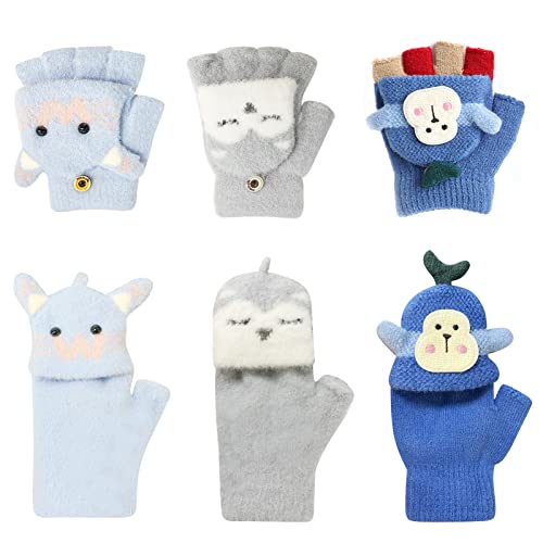 Zoonvii 3 Paia Guanti Senza Dita Bambino,Guanti