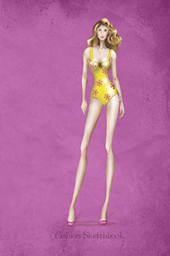 Fashion Sketchbook: Swimsuit Fashion Illustration in Pink Cover, Fashion Croquis Templates for Designers