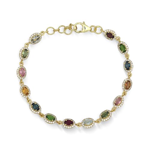 Bracelet rivière en argent 925 et pierres précieuses ovales, l'excellence de la joaillerie
