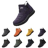 Botas de nieve cálidas e impermeables para mujer, puntera ancha, botines cálidos con soporte de arco, forro polar, botas Chelsea esponjosas, para parejas, zapatos deportivos y al aire libre, Purple,