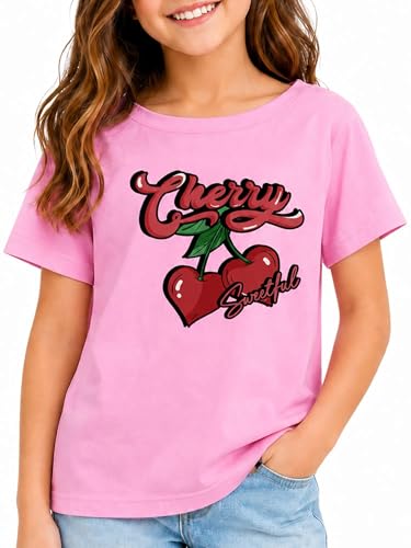 Image of Girls' Graphic Tees Summer Cute Tops Casual Short Sleeve Crew Neck T Shirts