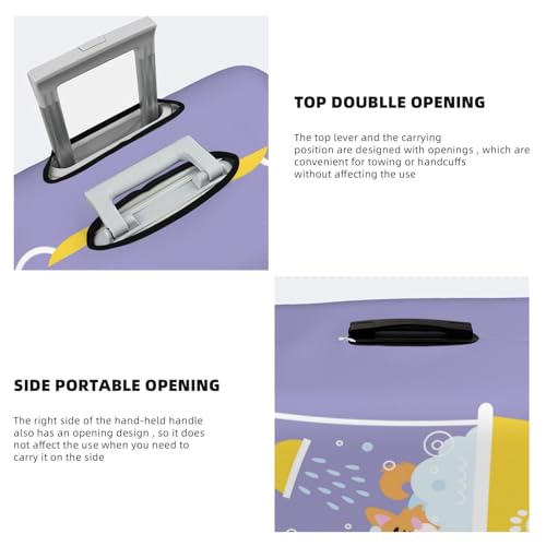 VOSERY Travel Luggage Cover - Corgi Washing in Bathtub Washable Suitcase Covers Protector Fits 18-32 Inch Luggage3