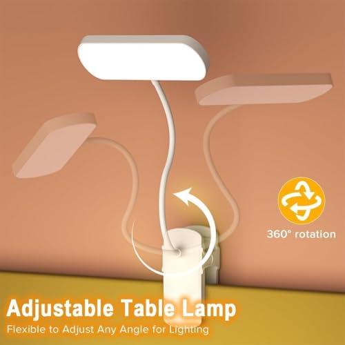 Image of XERGY LED Clip-On Book Light - 3 Color Modes | Dimmable | Type-C Rechargeable | 80H Long Battery | Eye-Caring Flexible Reading Lamp for Bed, Desk & Travel (White)