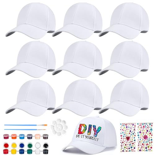 LXWINNER 10 Stück Graffiti Kappe, Kinder Kappen zum Bemalen, DIY...
